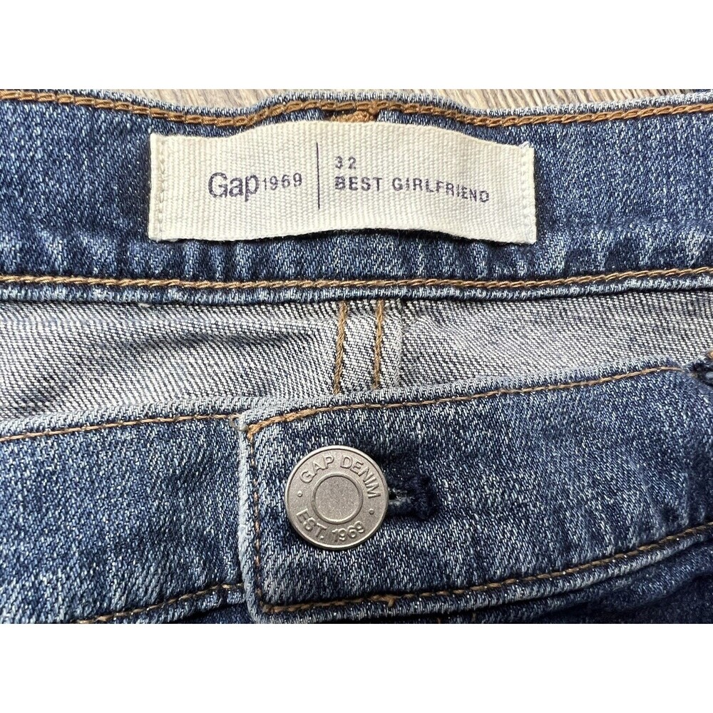 Gap Dark Wash Blue Denim Jeans Best Girlfriend Star Studded Size 32 - Picture 8 of 10